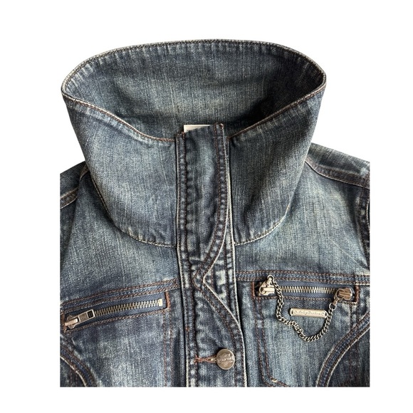 Harley Davidson Womens Denim Jacket With Embroidered Logo Size Small - Picture 7 of 7